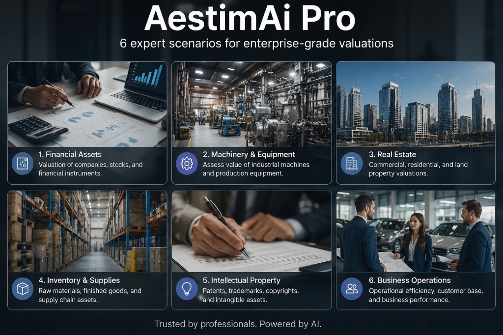 AestimAi Pro: six expert scenarios for enterprise-grade valuations